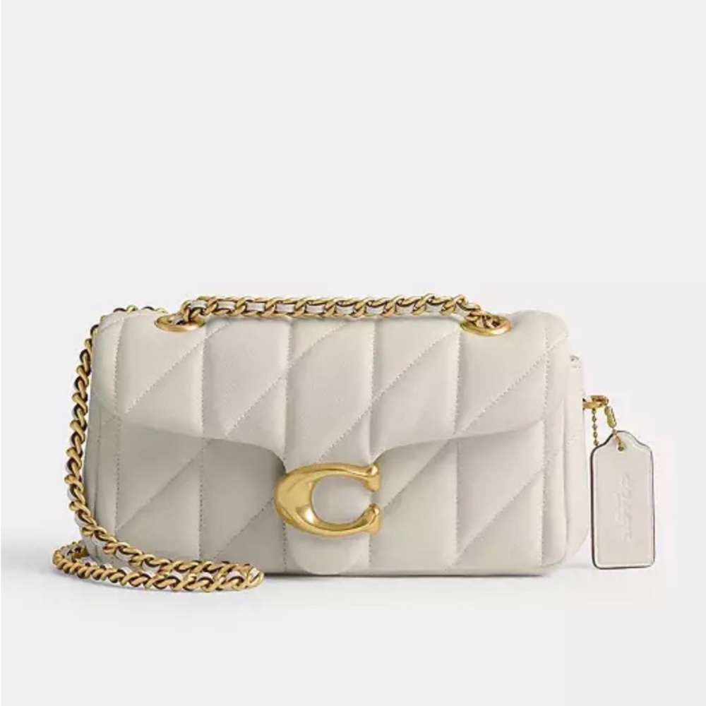 Coach Cream Quilted Shoulder Bag with Gold Accents
